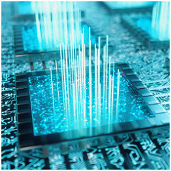 chips with beams of light, illustration