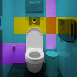 restroom toilet, colors added to image