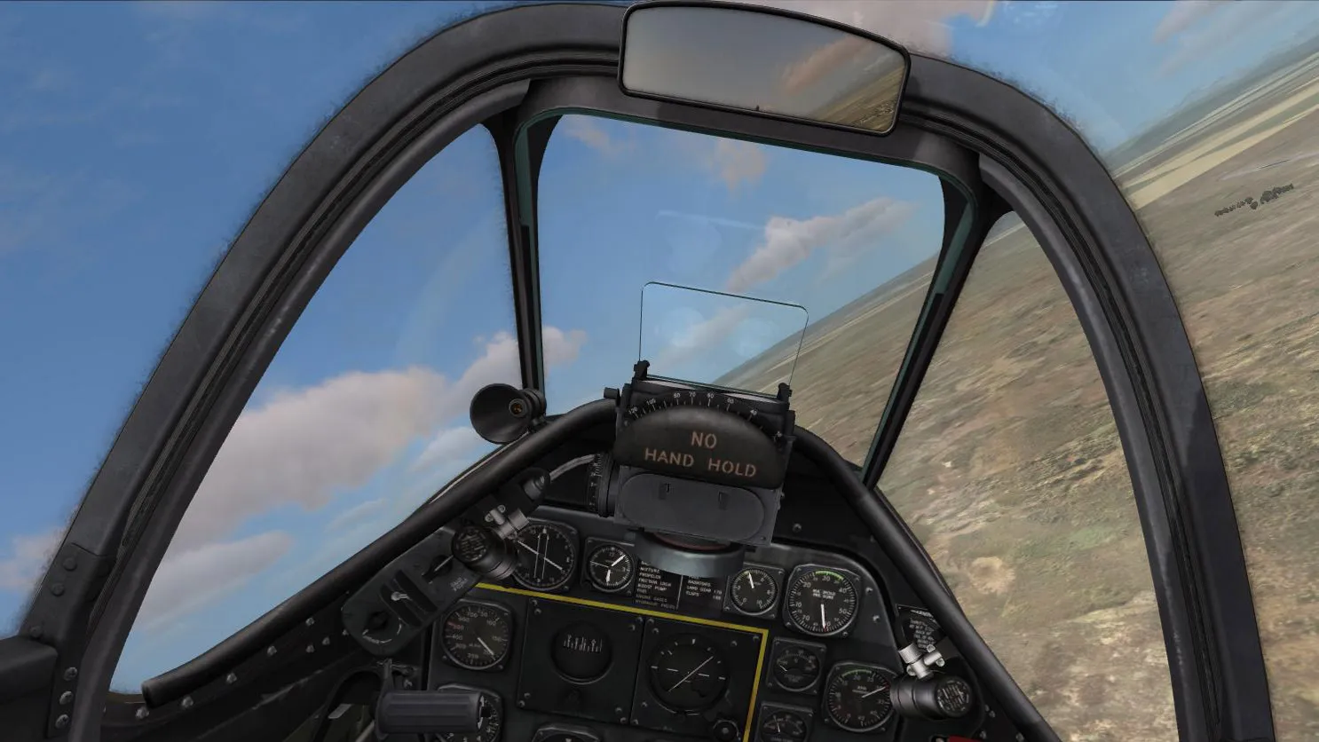 cockpit view of P51 Mustang turning